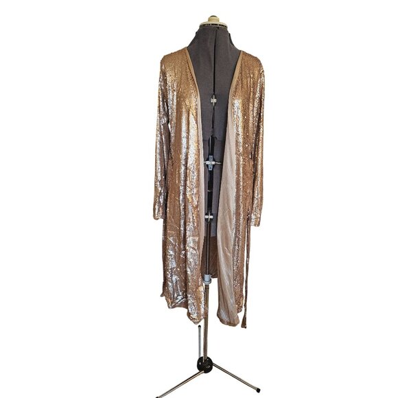 Ontwelfth Sequin Duster Gold medium belted maximalist - Picture 4 of 6